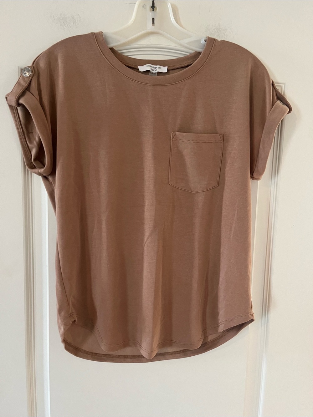 Cable & Gauge Relaxed Short-Sleeve Women's Tee in Light Brown Size XS